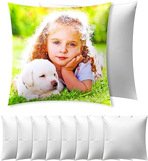 Beclumas10 Pack 15.7"x15.7" Sublimation Blanks Pillow Cases, Cushion Covers Blanks, Pillow Covers for Heat Transfer, DIY Custom Picture Pillow Covers with Invisible Zip (White)