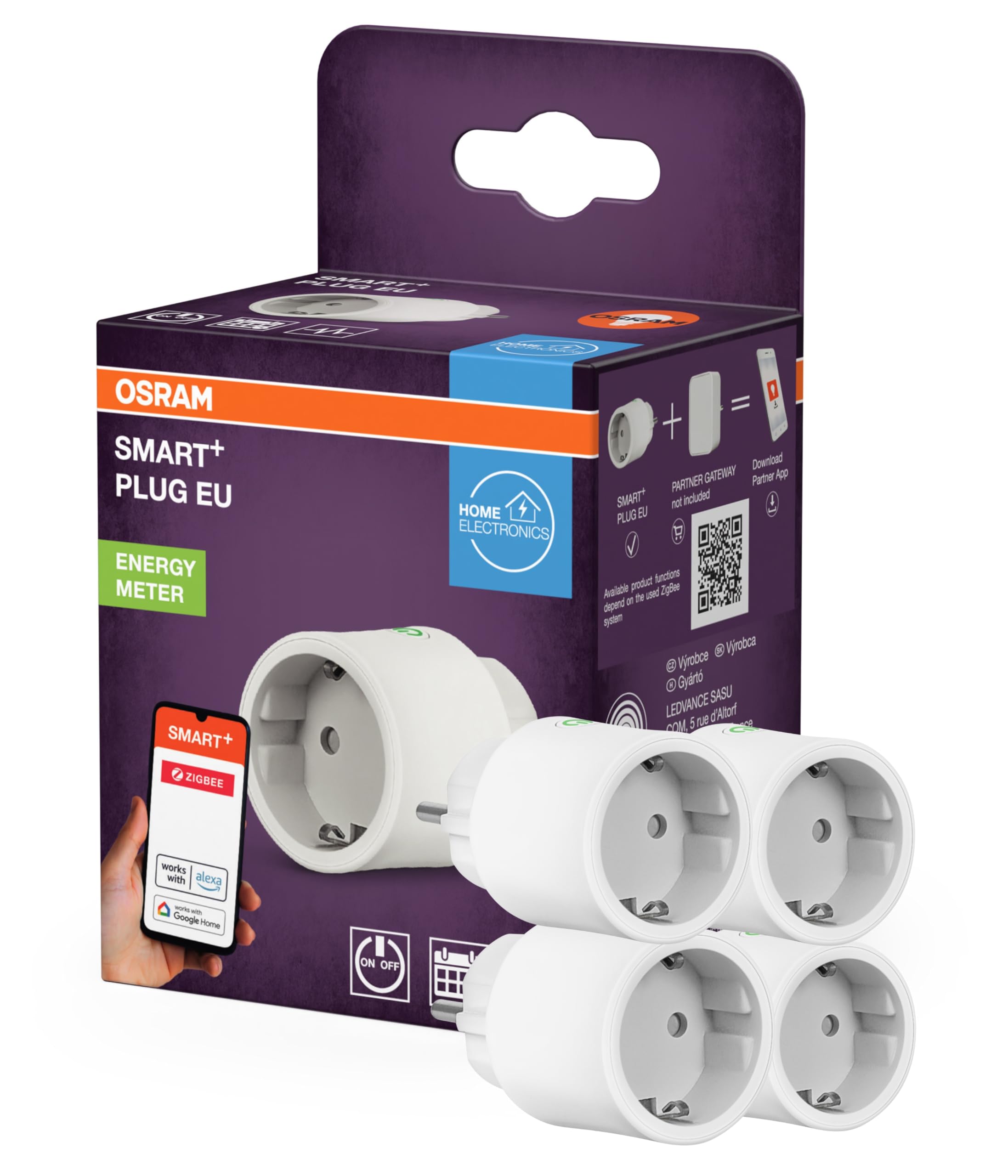 OSRAM SMART+ ZIGBEE prise UE en blanc, prise intelligente avec contrôle de | SMART+ ZIGBEE Plug, Plugs, Blanc, 48 mm dia, pack de 1