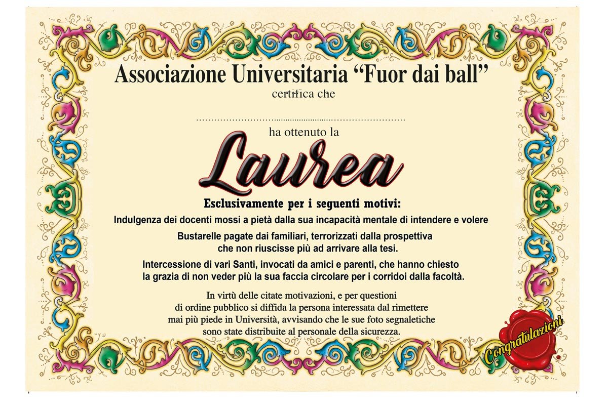 Bombo Targa Premio per Laurea Associazione Universitaria