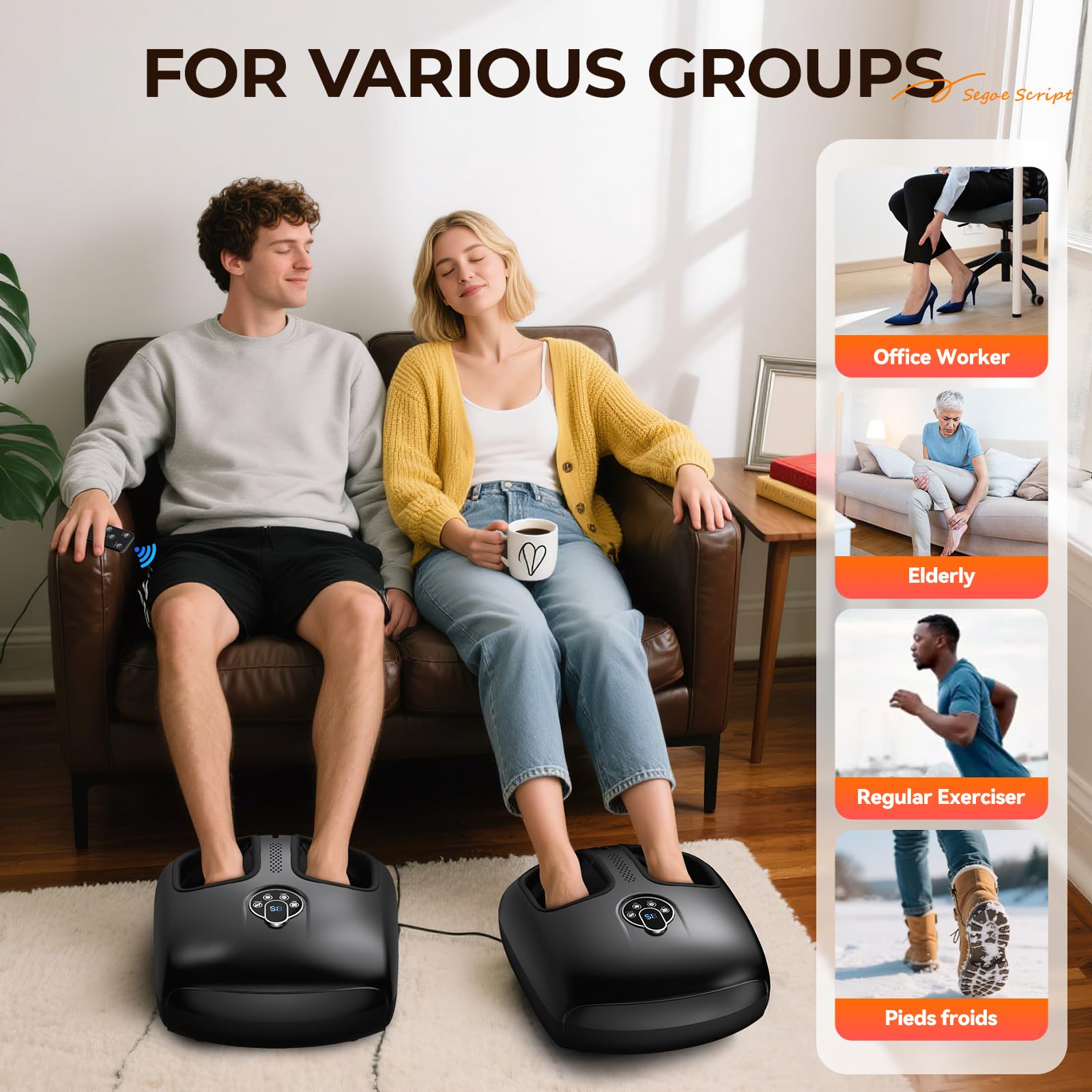 HTM Masajeador Eléctrico de Pies Shiatsu con Calor, Amasamiento Profundo, Rodillos 3D y Compresión de Aire para aliviar la fatiga de los pies – Idea de Regalo para Hombre y Mujer