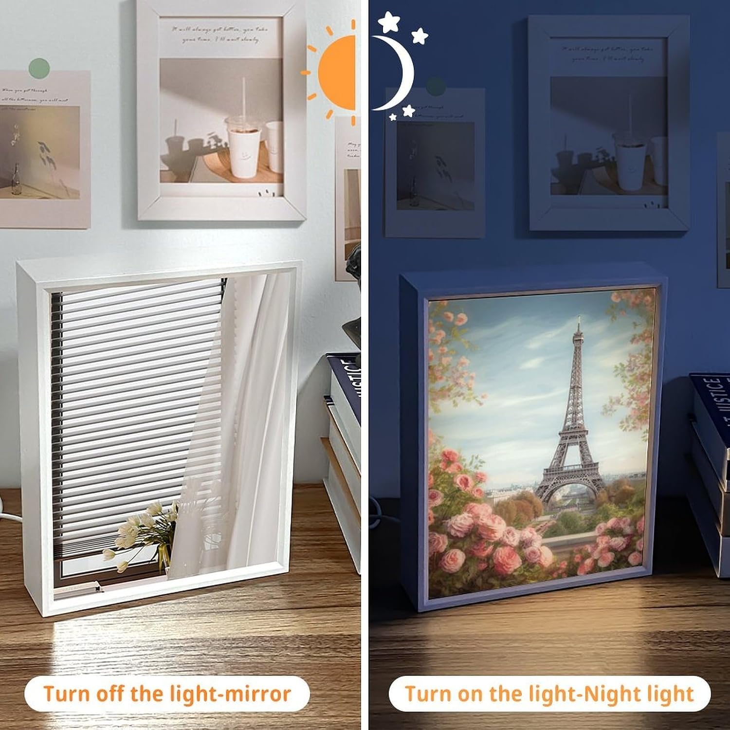 Paris Eiffel Tower with Flowers Vanity Mirror LED Vanity Mirror with Lights 3 Color Modes with Lighted Makeup Mirrors Acrylic Decoration Desk Mirrors for Bedroom Bathroom8.3 x6.5 image 3