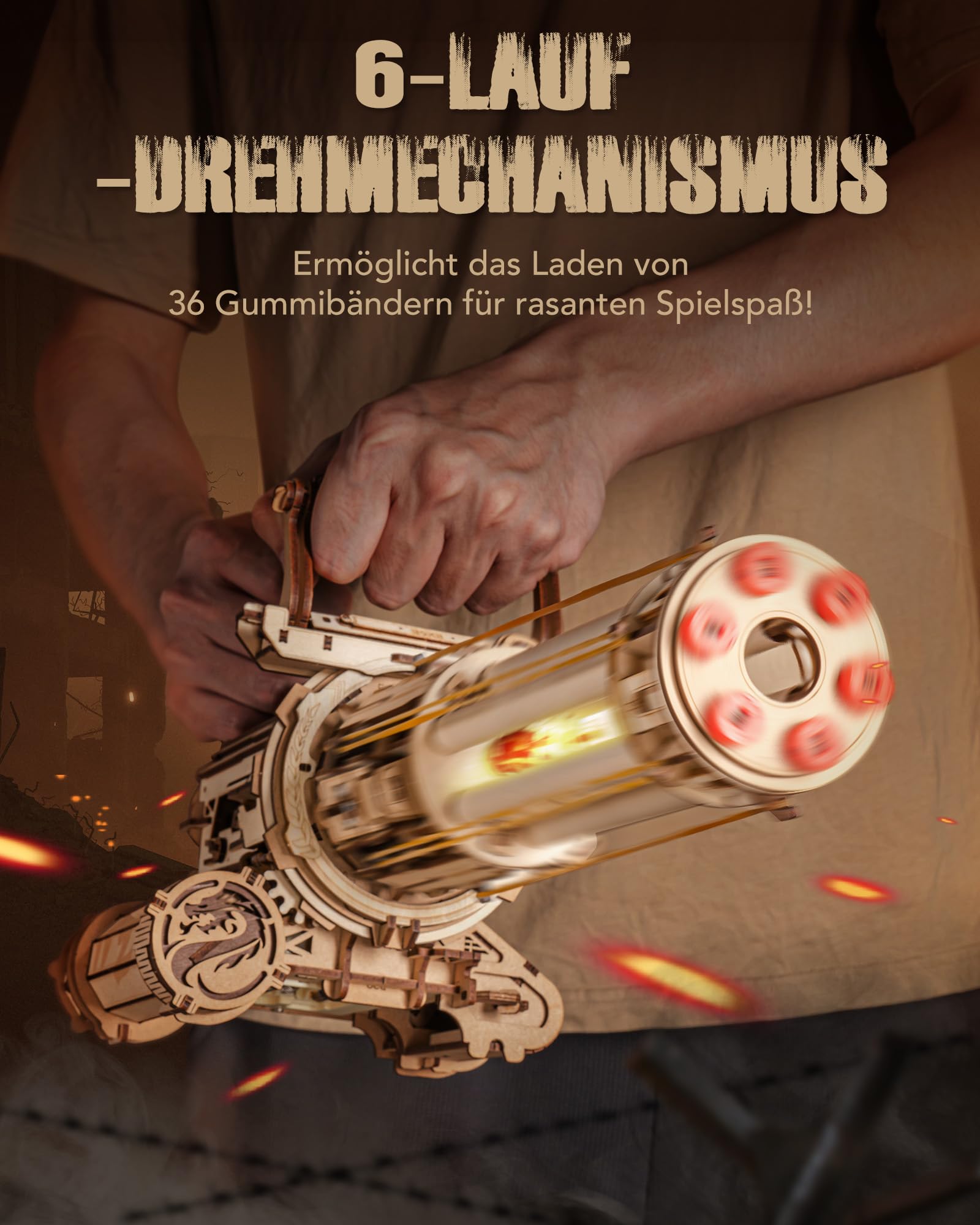ROKR 3D Holzpuzzle Erwachsene Holzmodelle Bausätze, 3D Puzzle Holz Modellbausätze zum Mechanischen Bauen, Spielzeug mit Gummibändern, Geschenk für Teenager und Erwachsene, LQA01