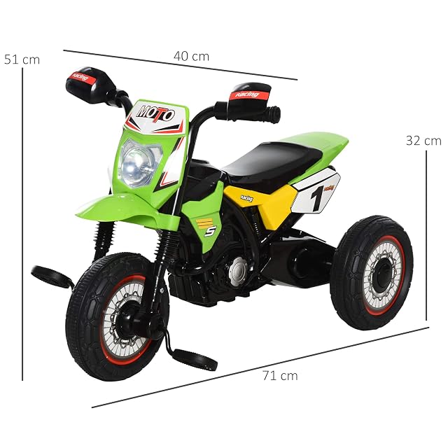 Foto 7 de 8 de HOMCOM Moto Correpasillos Infantil +18 Meses 3 Ruedas 71x40x51 cm Verde
