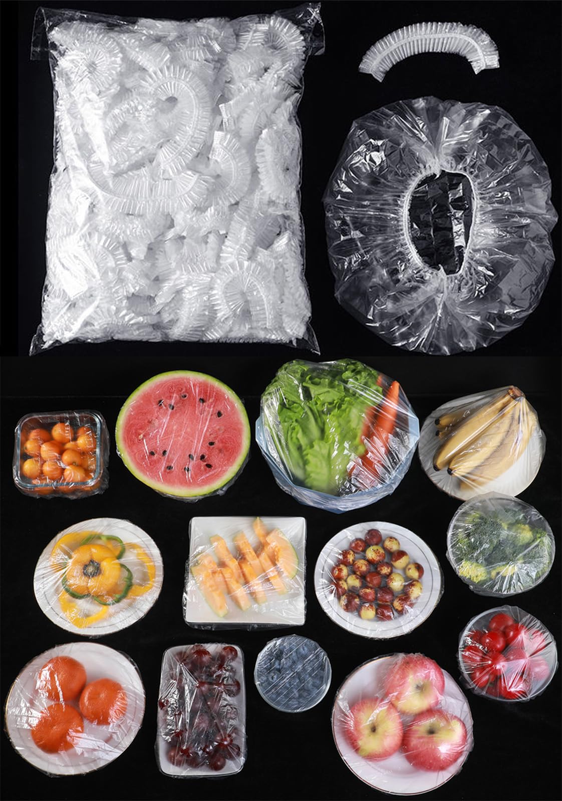 300pcs Reusable Elastic Food Covers - Universal Stretchable Clear Adjustable Plastic Plate & Bowl Covers, Outdoor Fresh Keeping Bags, Kitchen Baking Picnic and Food Storage Bread Proofing Cover.-image-17