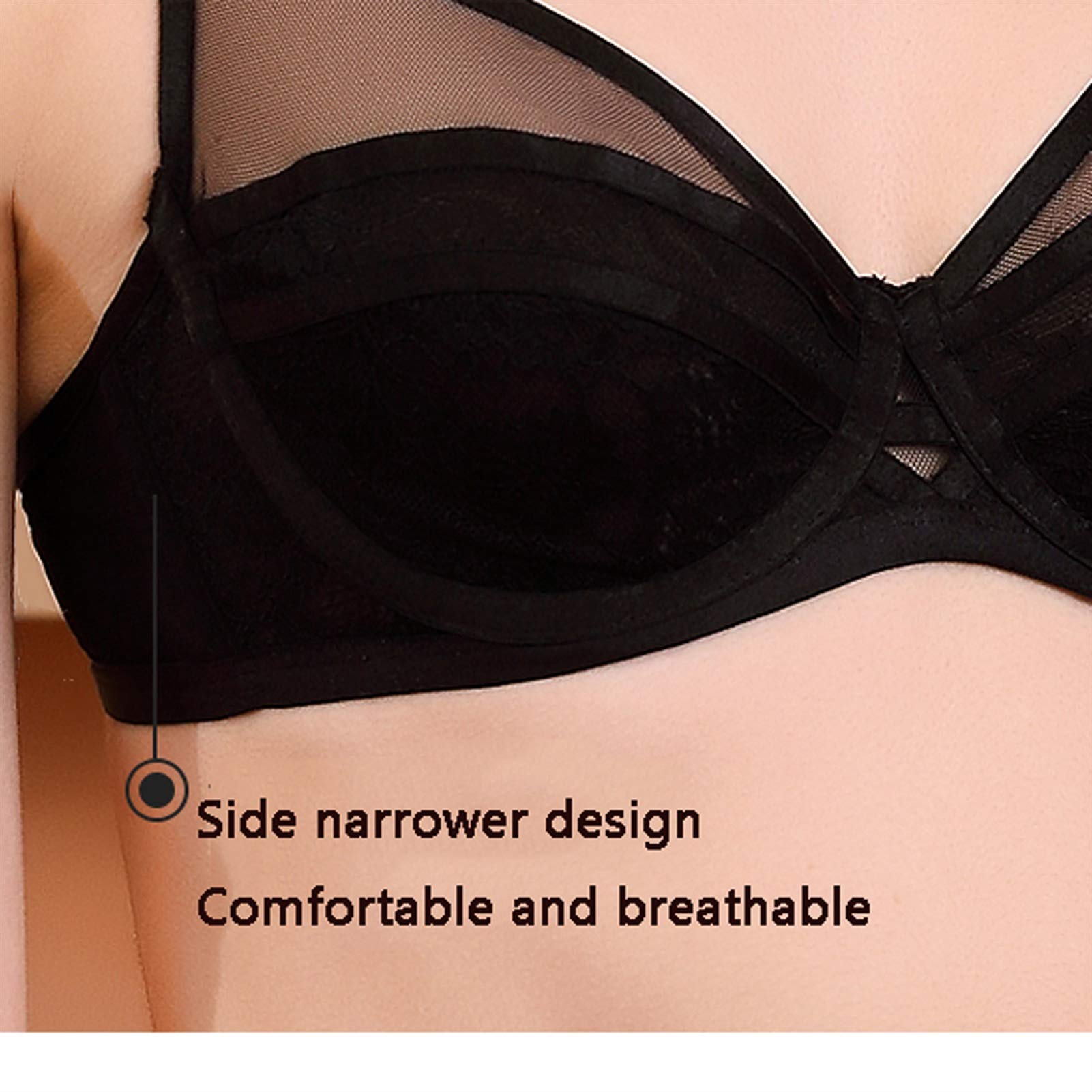 Damskie biustonosze minimizer, klasyczny biustonosz na co dzień, koronka z fiszbinami duży rozmiar pełne pokrycie niewyściełane Bralette (kolor: Czarny, rozmiar: 95D)