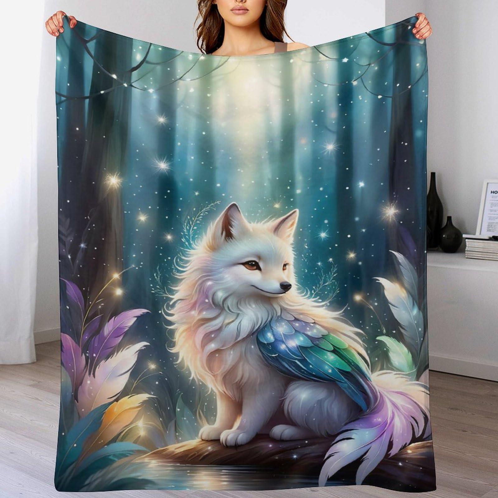 Couverture renard en flannel douce et chaude pour canapé et lit de dimensions 130x180cm