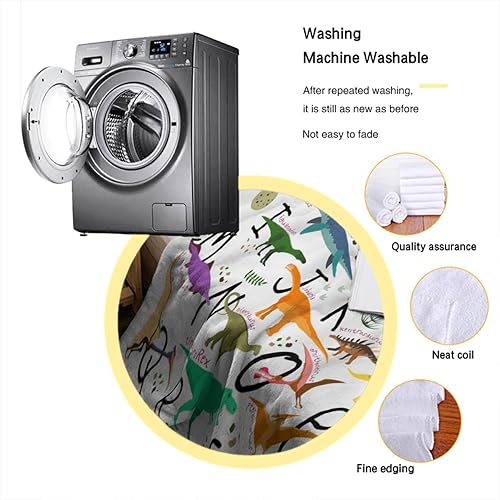 Miniatura 7 de Manta de dinosaurio del alfabeto para niños, adolescentes, manta de dinosaurio divertido, diseño de manta de dinosaurio es un regalo para niños,