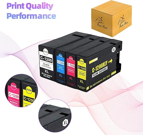 Miniatura 4 de Ava Ave. Paquete de 4 cartuchos de tinta de repuesto 1200XL compatibles con Canon 1200XL PGI-1200 PGI1200XL para usar con impresora Maxify MB2720