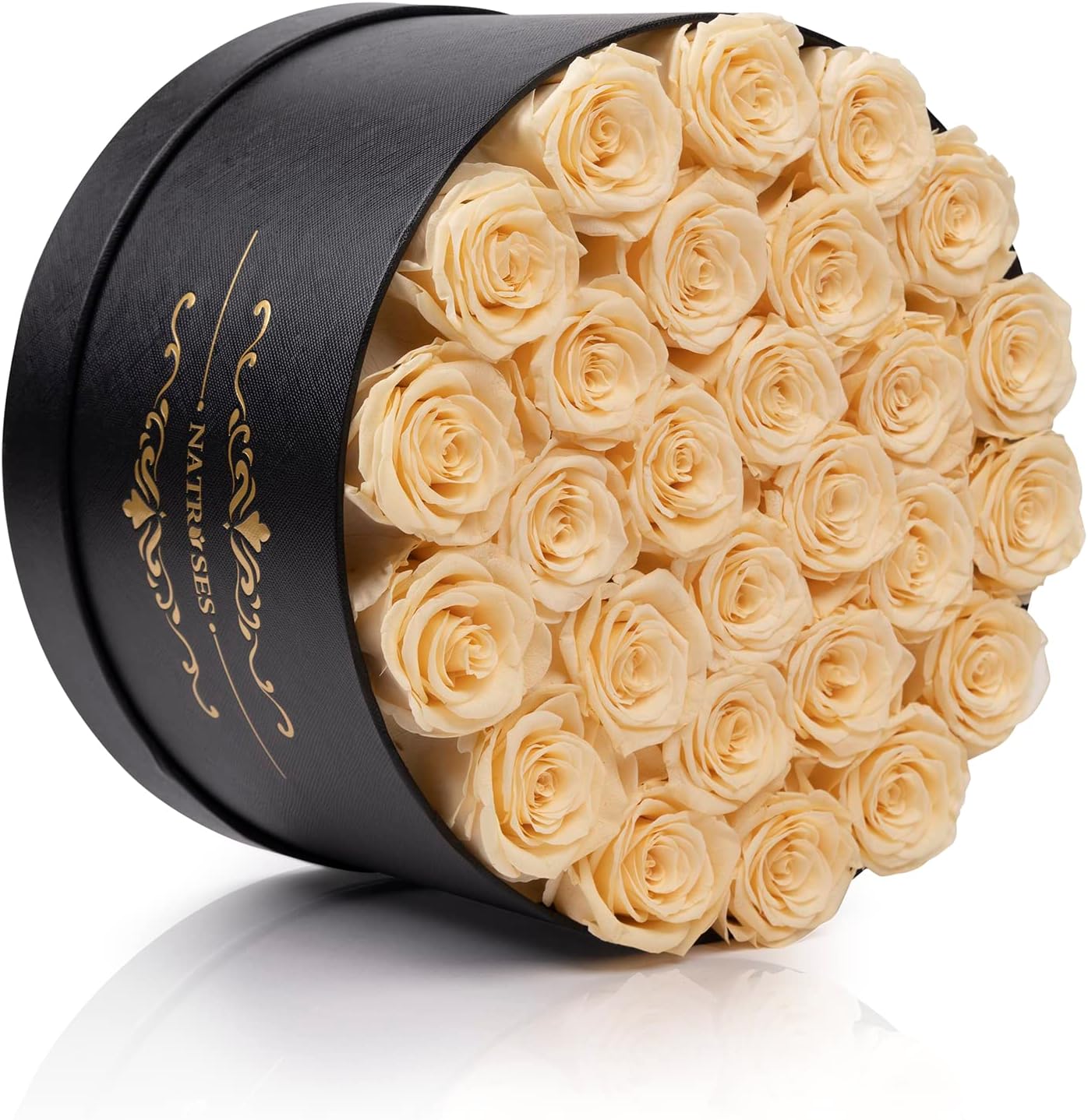 NATROSES Gifts for Her 27 Piece Forever Preserved Roses in a Box, Preserved Flowers for Delivery Birthday, Flowers Gifts for Mothers Day, Buttermilk