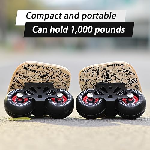 Miniatura 5 de FreeSkates - Patines portátiles con plataforma de aleación de aluminio antideslizante, patineta dividida con ruedas de poliuretano, rodamientos de