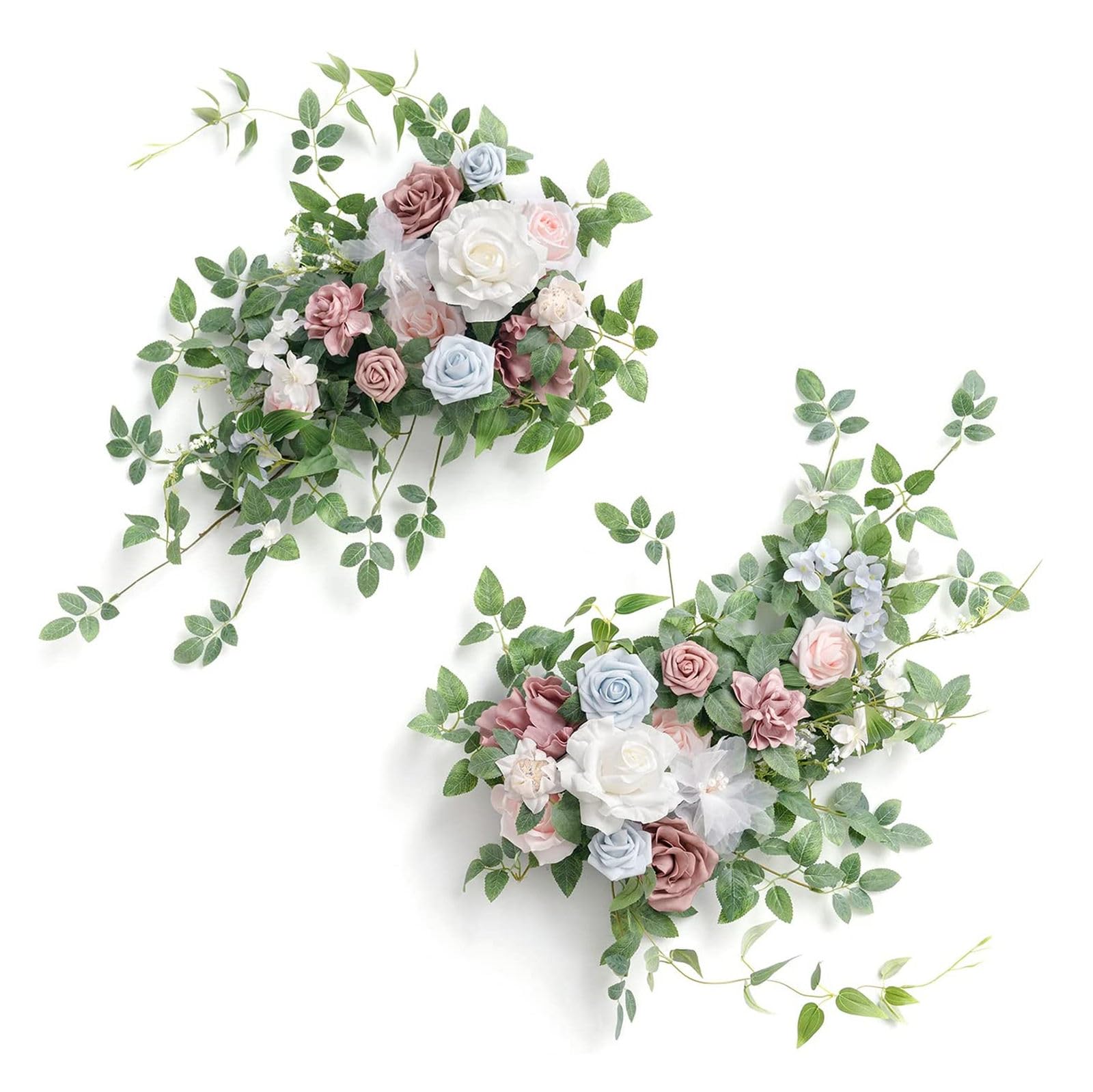 2Pcs Centros de Mesa Naranja - Flores Artificiales para Arco de Boda, Flores de Esquina de Rosa Blanca para Decoración Rústica de Boda Fiesta Hogar