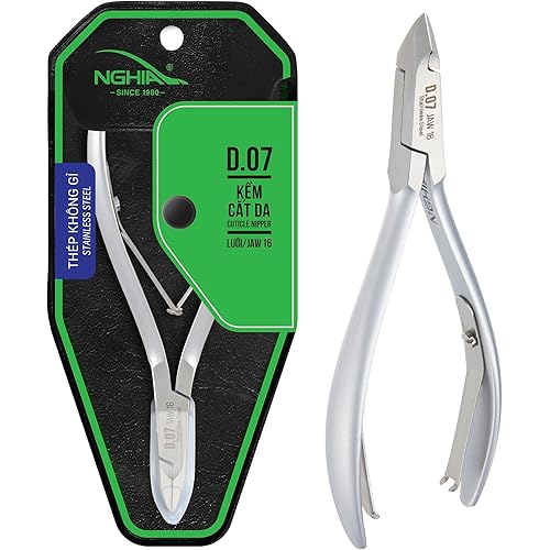 NGHIA Cuticle Nipper - D-07 JAW 16 | Stainless Steel | Durable and Sharp | Ergonomic Design | Grey Plated | Ideal for Salons and Home Use