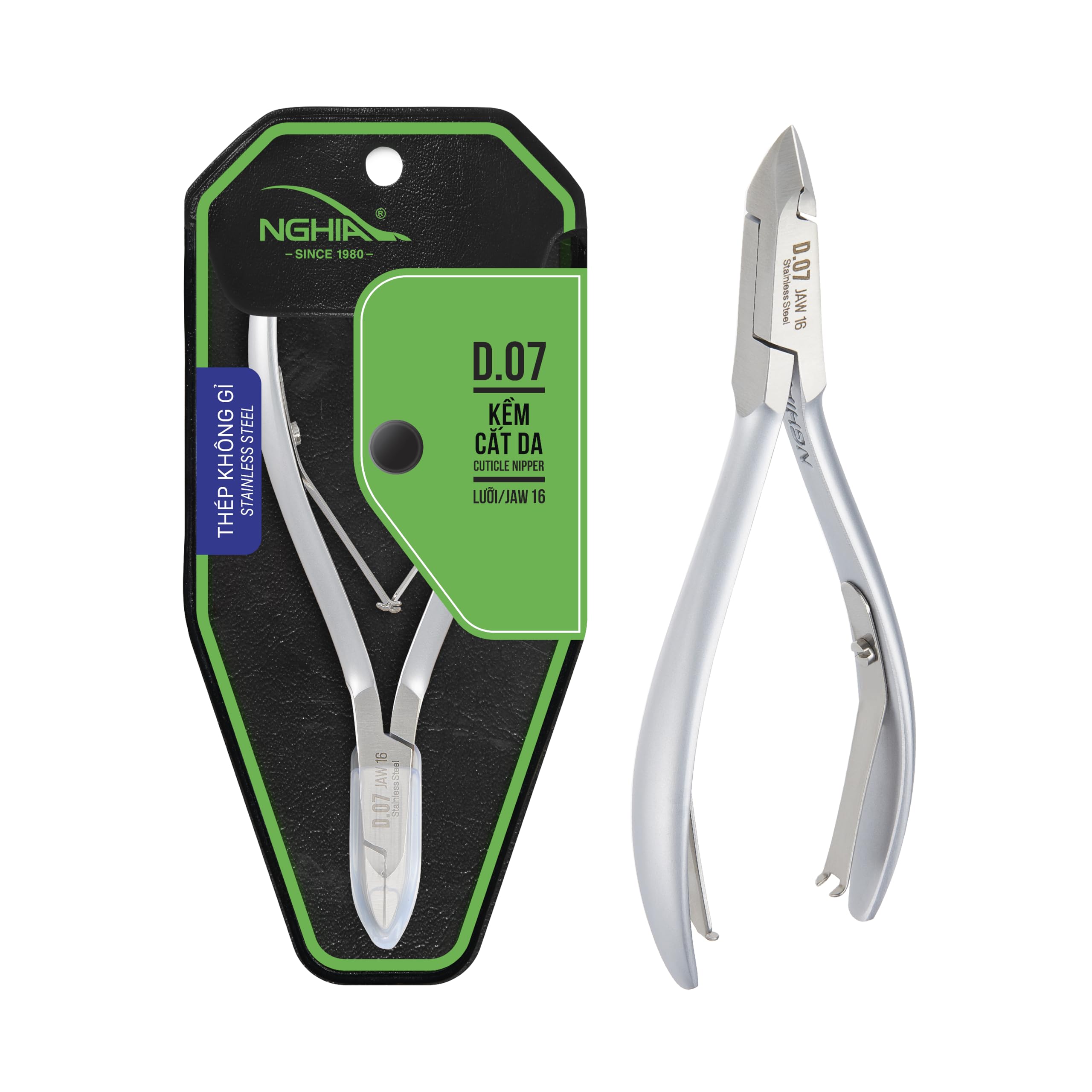 NGHIA Cuticle Nipper - D-07 JAW 16 | Stainless Steel | Durable and Sharp | Ergonomic Design | Grey Plated | Ideal for Salons and Home Use