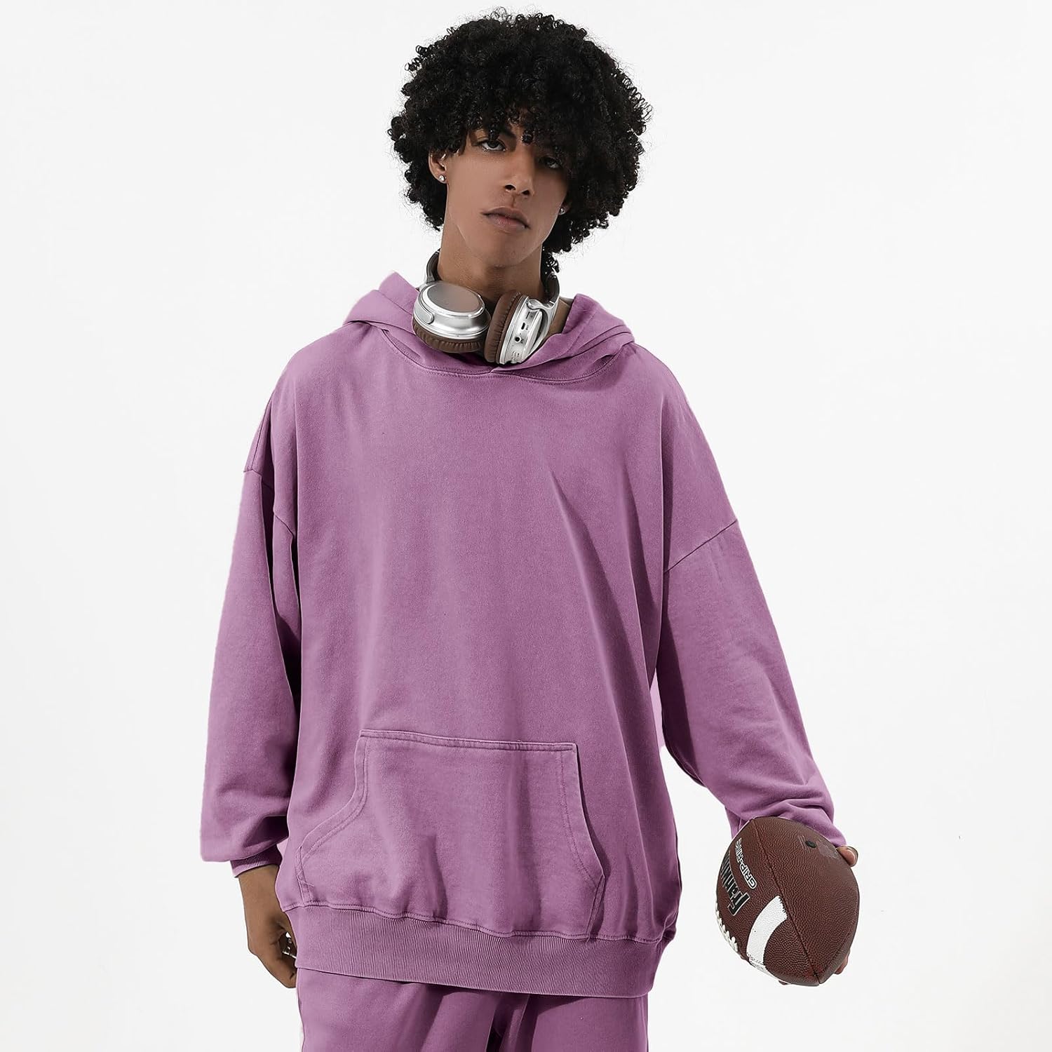 Bobeutou Oversized Hoodie Men Vintage Cotton Casual Hooded Sweatshirt Trendy Baggy Basic Hoodies Retro Pullover Streetwear - Image 3