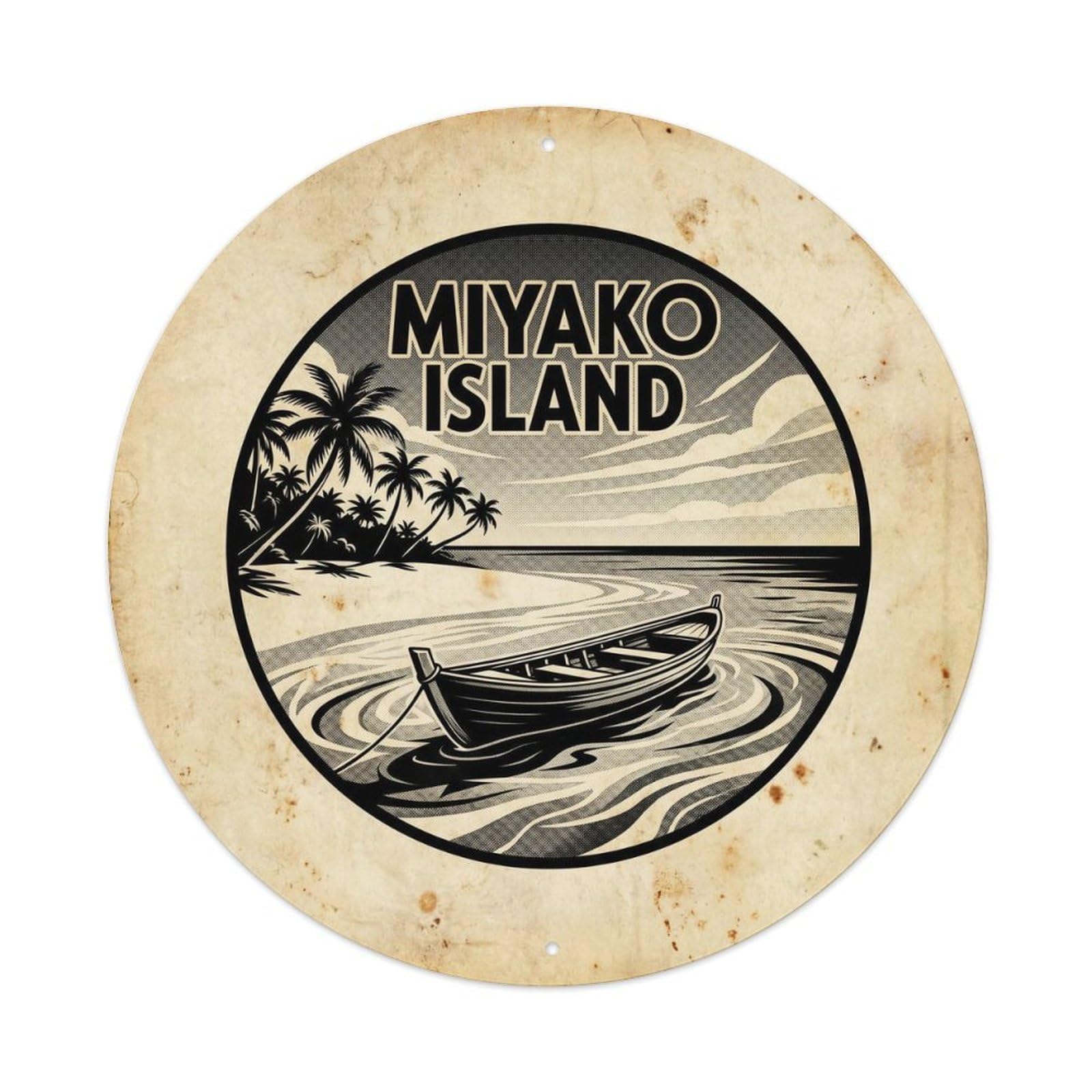Miyakojima City East Asia Coast High Contrast Metal Tin Sign