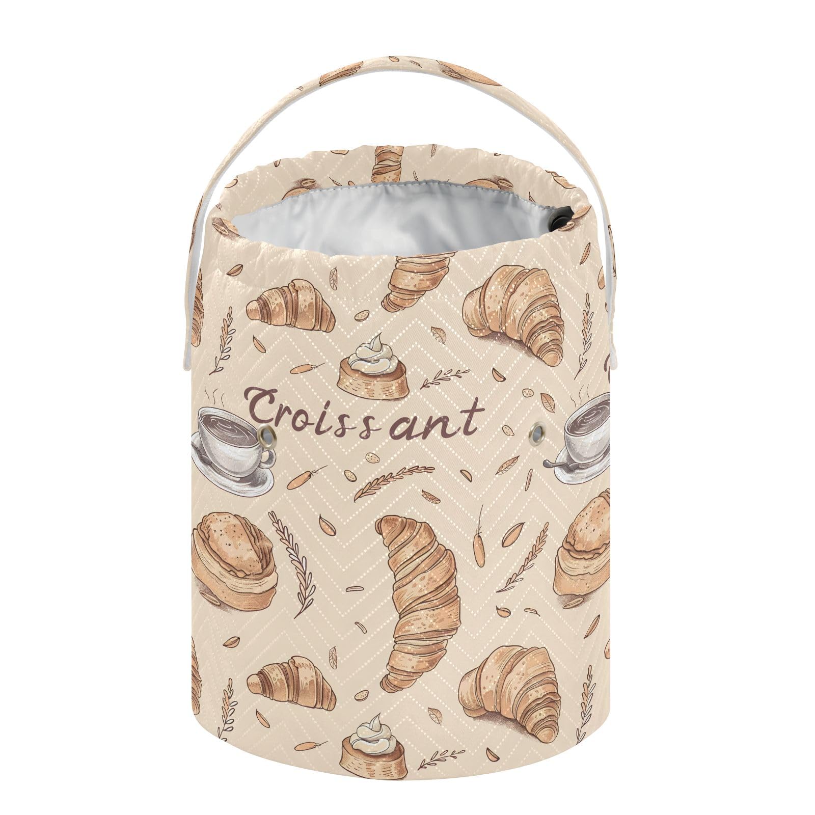 Yarn Storage Bag Small Crochet Bag Knitting Bag Organizer Coffee Croissants Yarn Bags for Crocheting Basket