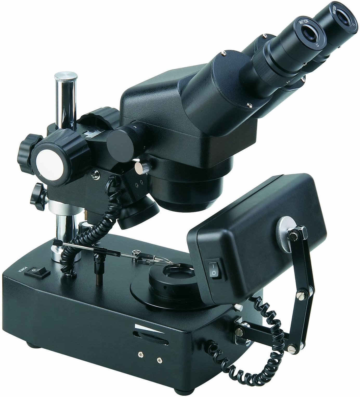 BS-8030B Gemological Binocular Zoom Microscope, WF10x Eyepieces, 20x-40x Magnification, Brightfield and Darkfield Illumination, Halogen and Fluorescent Light Sources, 110V