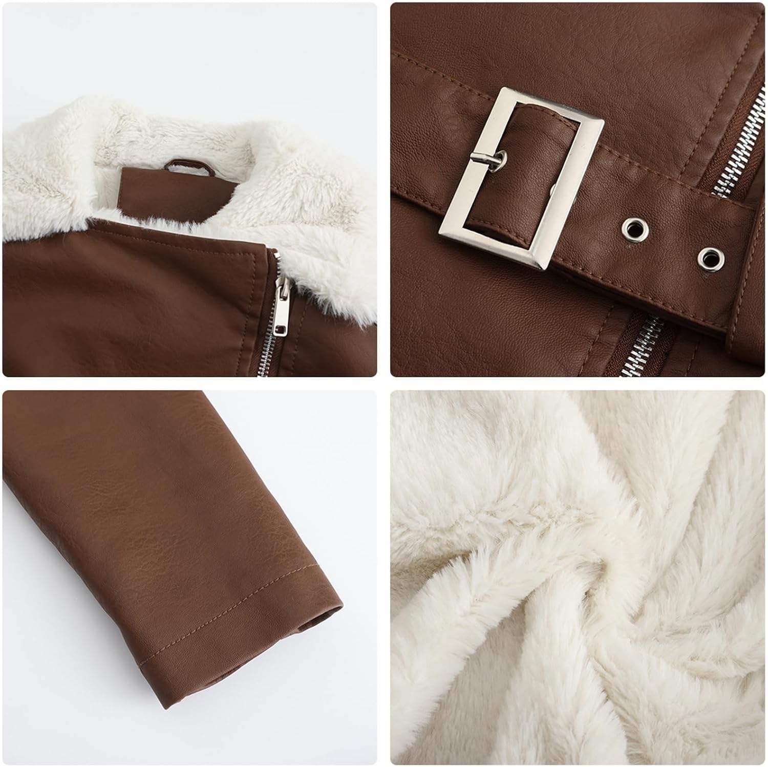 Women Coat Long Loose Jacket Faux Leather, Lapel Leather Jacket With Belt For Autumn And Winter