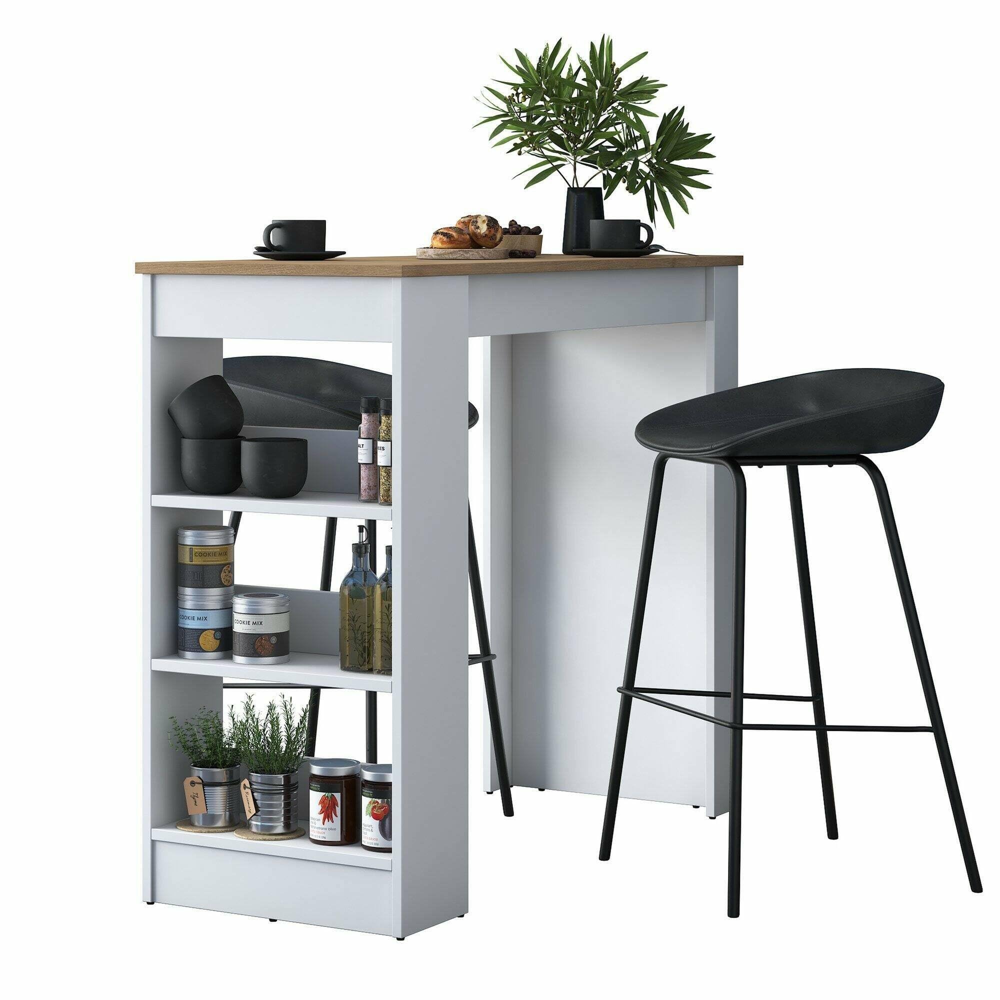 Dmora - Tavolo fisso Navi, Ripiano da cucina, Consolle per sala da pranzo, Ripiano rettangolare fisso, 120x50h100 cm, Noce e Bianco