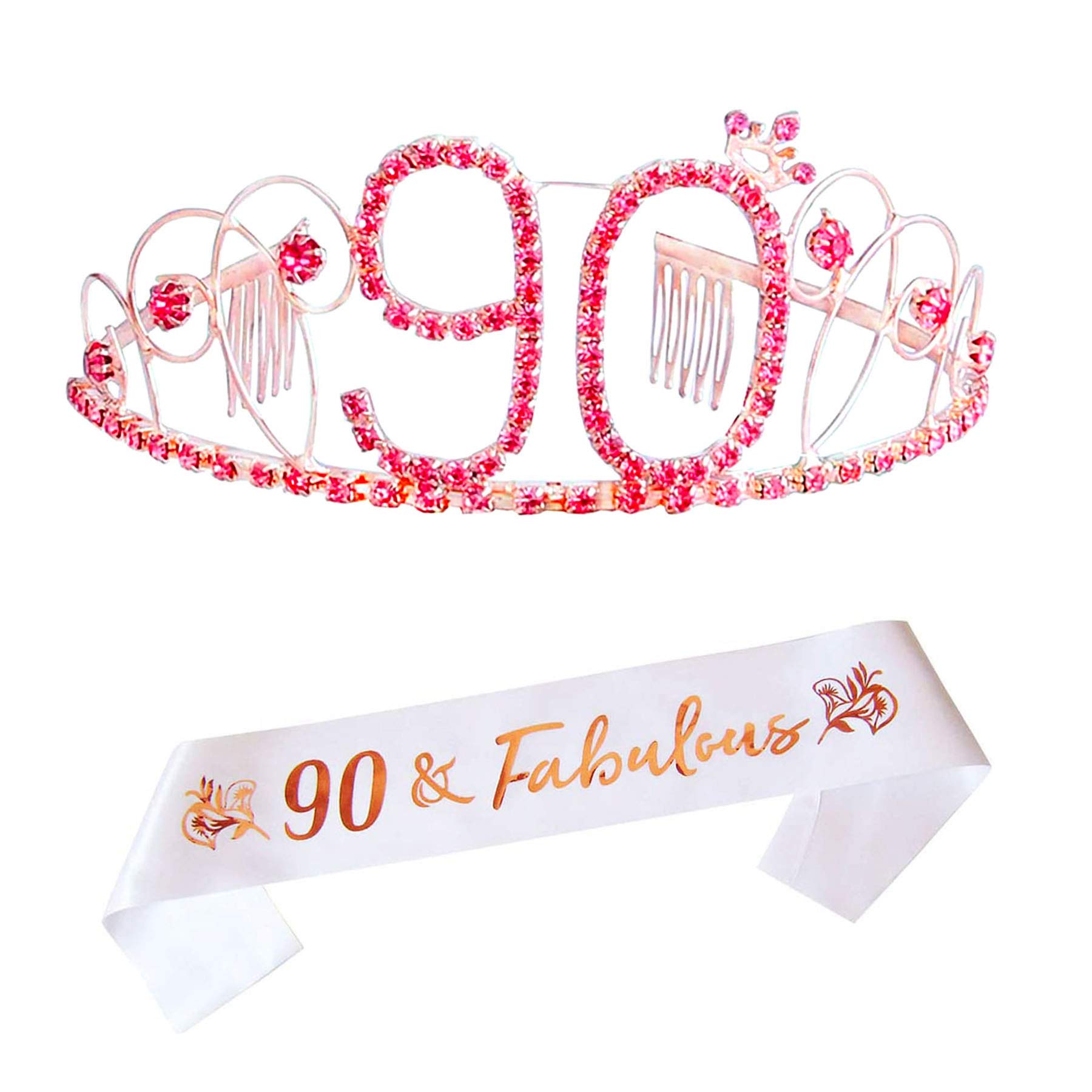 Amazon.com: 90th Birthday Tiara and Sash, for Happy 90th Birthday Party  Supplies, Glitter Satin Sash"90 & Fabulous" and Crystal Tiara Birthday  Crown，90th Cake Topper : Home & Kitchen