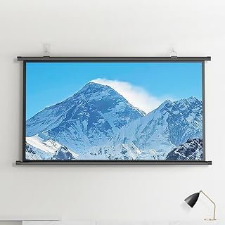Pantalla de proyección de 60 a 72 Pulgadas, 16:9/4:3, para Montaje en Pared o Techo, 4K, portátil para Interiores y Exteriores, Ideal para Cine en casa, Camping, Borde Negro, Color Blanco (1