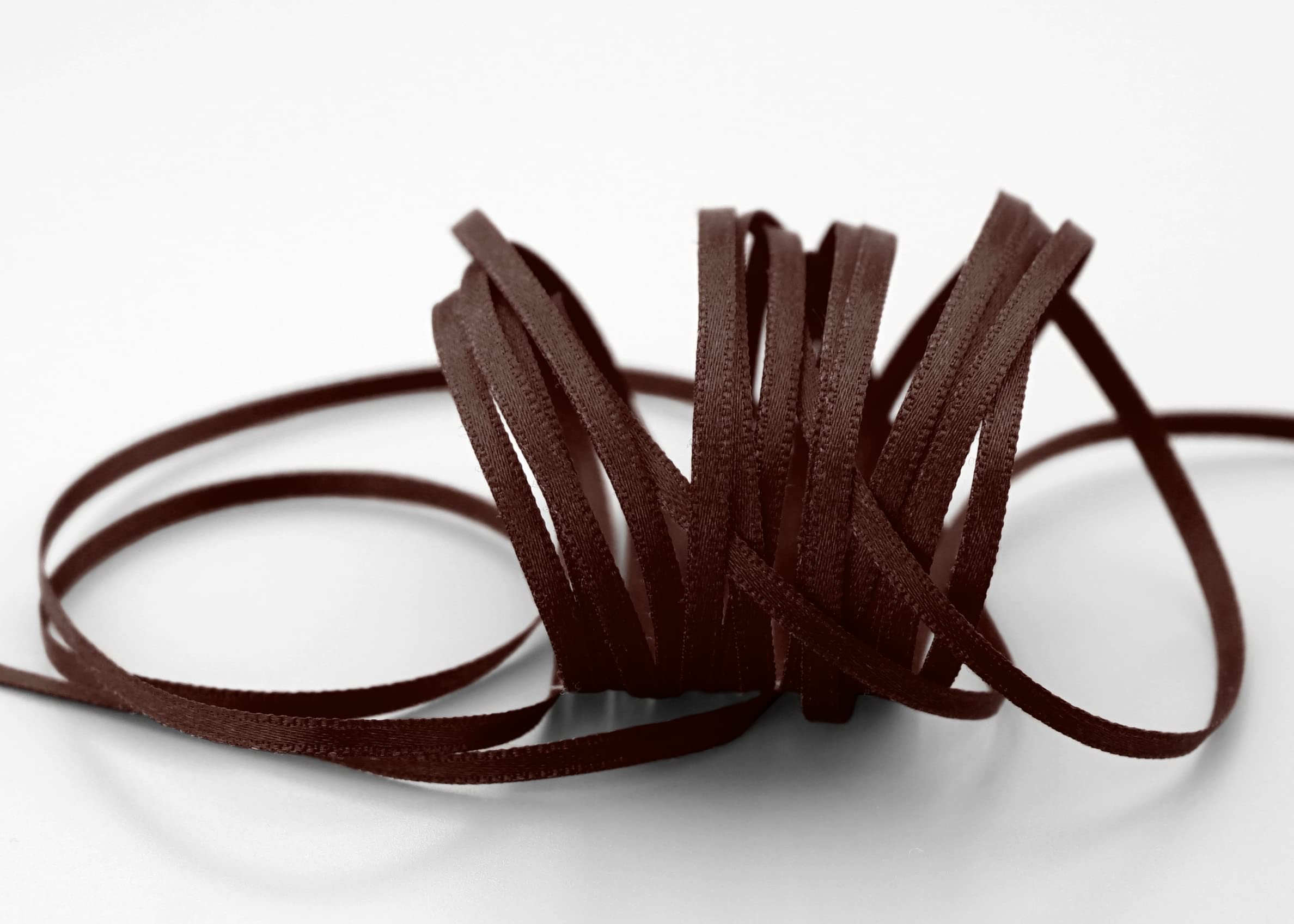 finemark 50 m x 3 mm Satin Ribbon Dark Brown (523) Double-Sided Satin Ribbon without Wire Soft and Shiny Gift Ribbon Decorative Ribbon Double Face Decorative Ribbon Decorating Cord Crafts - Image 2