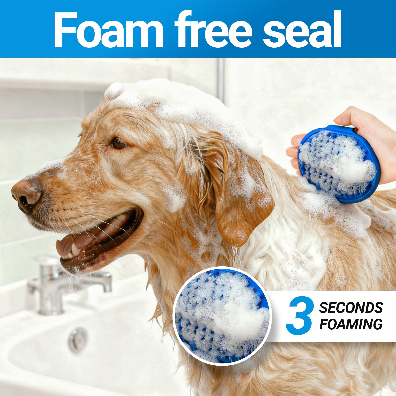 Pet Bath Brush, 2Pcs Dog Bath Brush 2 in 1 Dog Shampoo Brush with Built-in Soap Dispenser for Showering Long Short Haired Dogs Cats - image 3