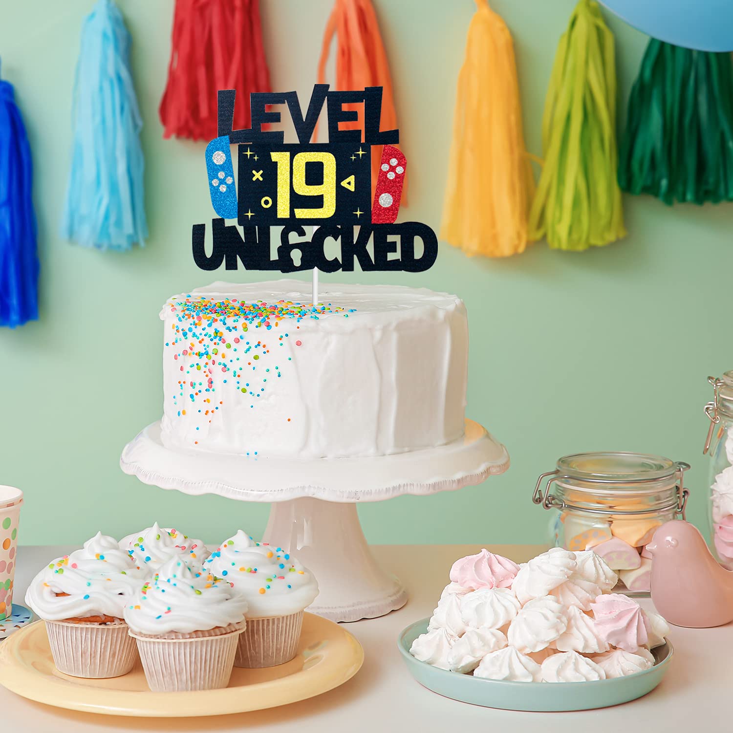 Level 19 Unlocked Video Game Cake Topper - Level 19 Unlocked Awesome 2003 Boy's Birthday Cake Topper - Video Game 19th Birthday Cake Decorations