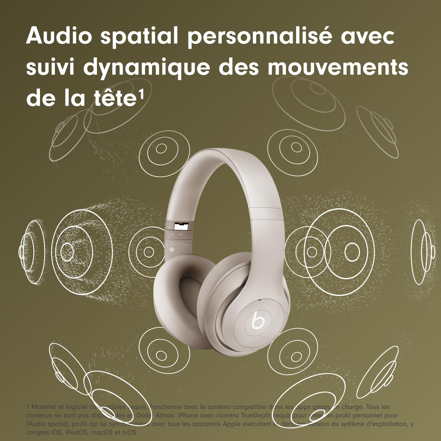 Beats Studio Pro - Casque sans Fil avec Bluetooth et Réduction du Bruit - Audio Spatial personnalisé, Audio USB-C au Format Lossless, Compatibilité Apple et Android - Sable