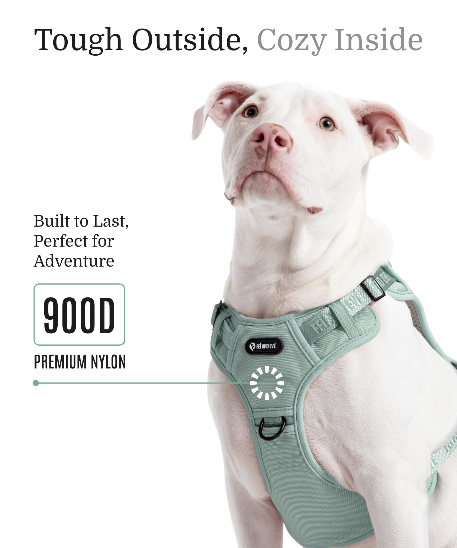 2026 New Edition, Fei & Eve MagEase Dog Harness - 3-Second Magnetic Buckles | 3-Point No-Pull Control | Heavy-Duty 900D Nylon | Dual Safety Handles | Breathable Mesh | Adjustable Fit | Large, Green - image 4