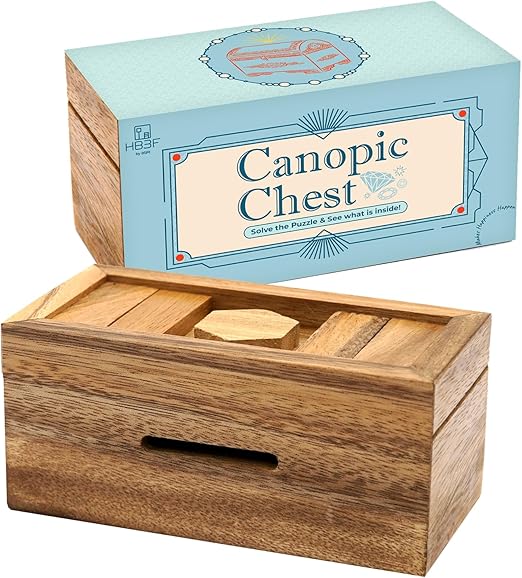 BSIRI Canopic Chest- Challenging Brain Teaser Wooden Box Mind Puzzles and Use as Money Box, Stash Box, Jewelry Box, 3D Puzzle Lock Box, Gift Card, Money Puzzle Box for Cash Gift
