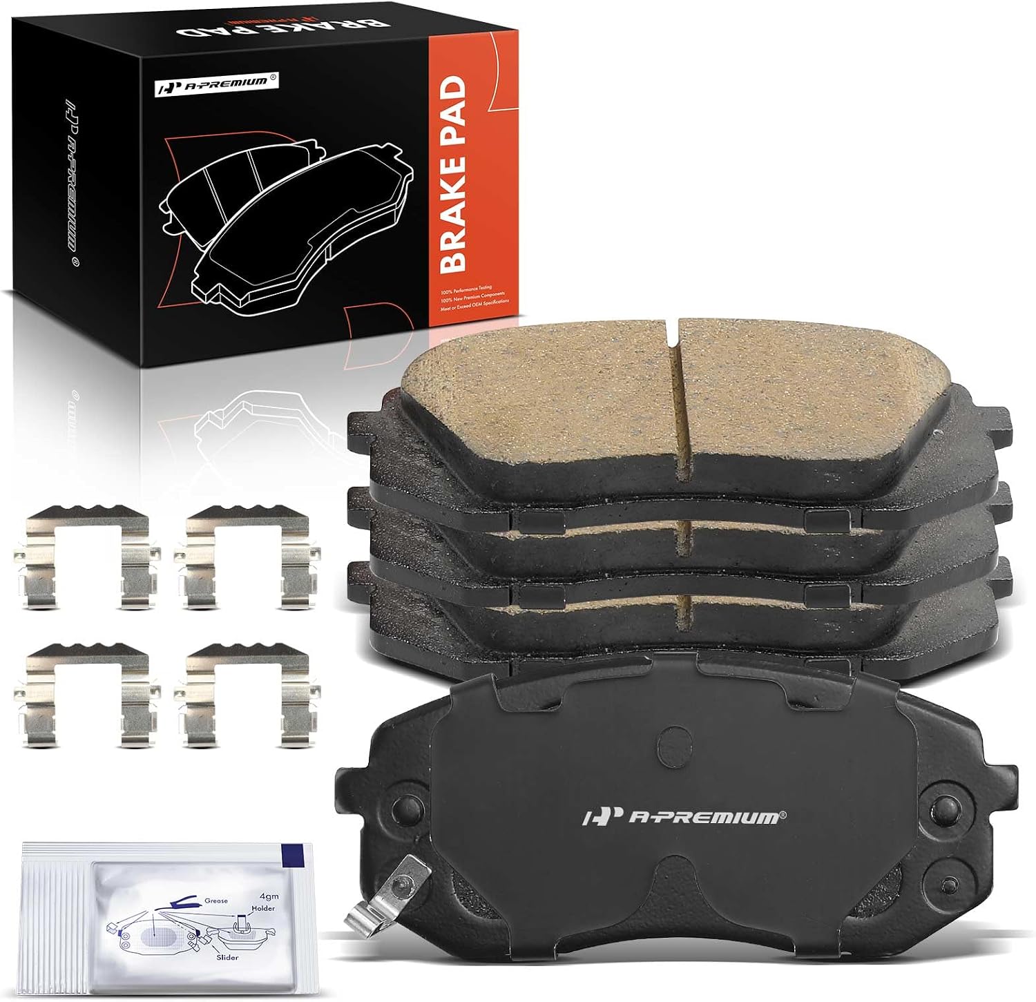 A-Premium Front Ceramic Brake Pads Set Compatible with Hyundai and Kia Models - Elantra GT 2018-2020, Sonata 2016-2019, Soul EV 2017-2019, Optima 2016-2020, Forte, Forte5, Veloster, Kona, Seltos