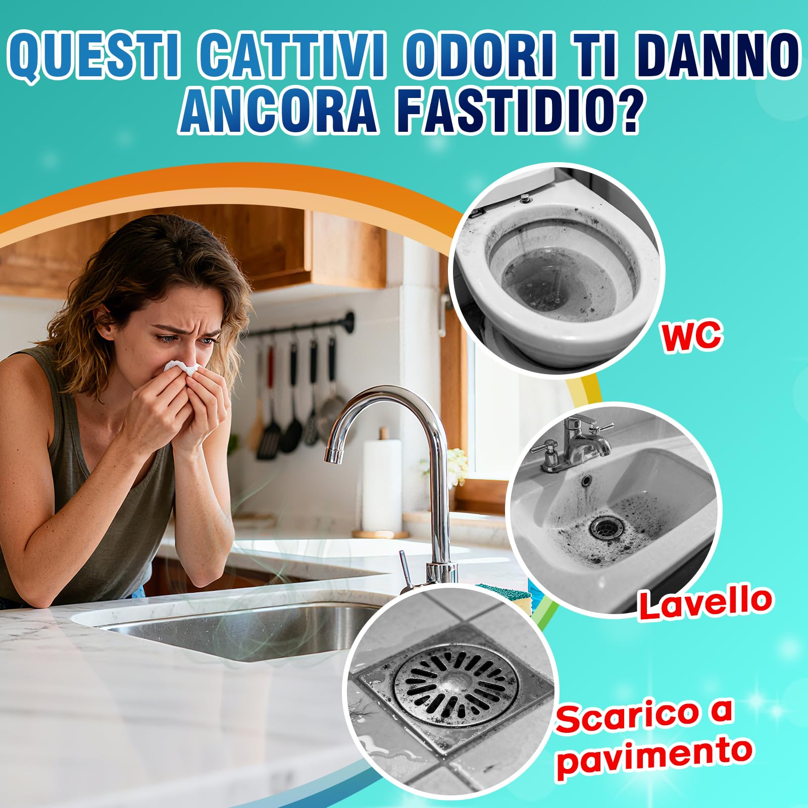 Pastiglie per la Pulizia degli Scarichi Maleodoranti – 25 Compresse Effervescenti – Elimina Cattivi Odori da Lavandino, WC, Doccia e Cucina – Adatte per Tubature PVC, Acciaio e Fosse Settiche