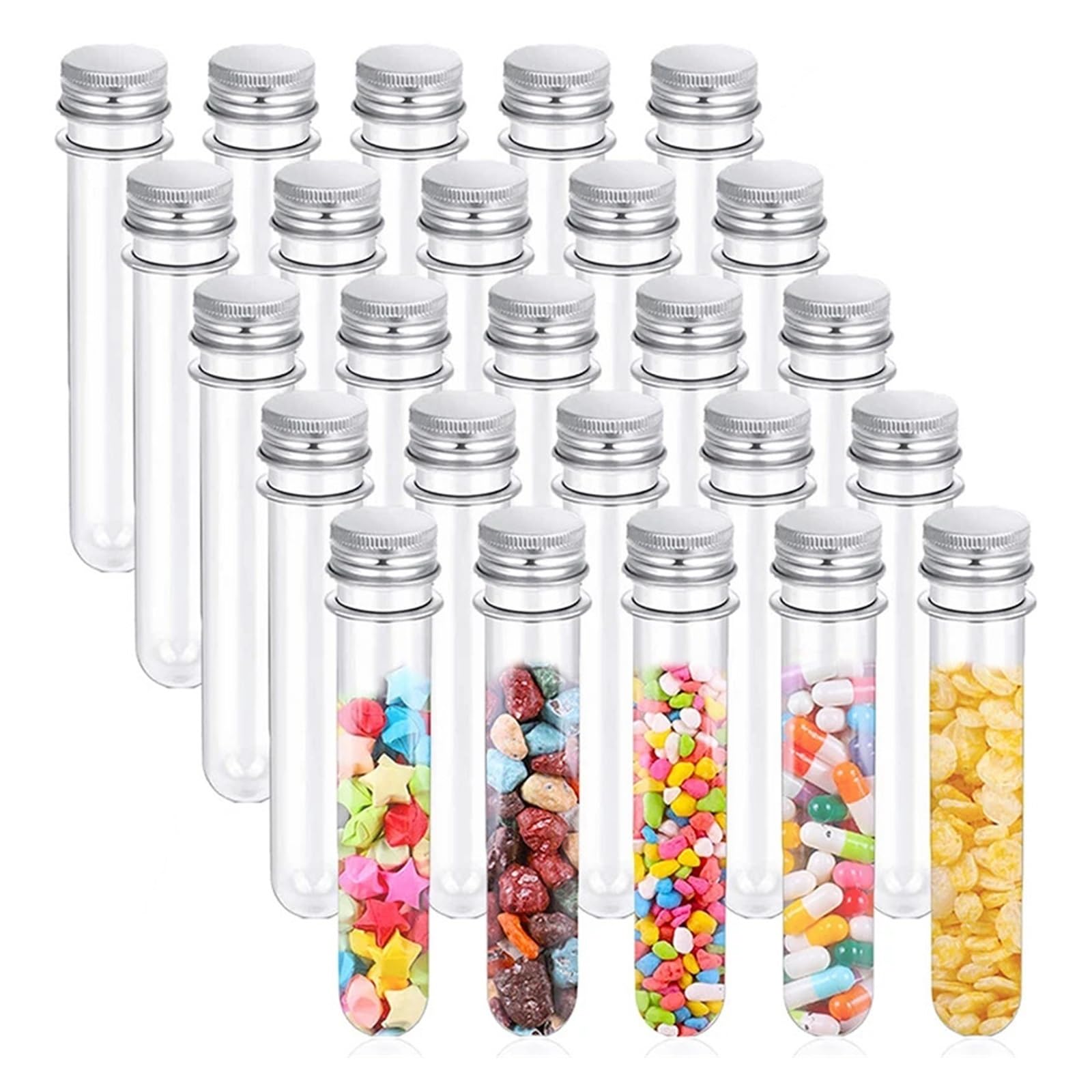 yingyingjia 70 szt. 40 ml plastikowych probówek z zakrętkami do przechowywania słodyczy, fiolek na sól do kąpieli
