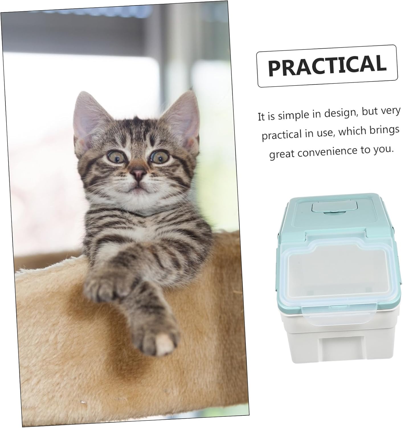 Pet Food Storage Bucket Small Nordic Blue Dog Cat Food Container Sealed Bin and Easy Access