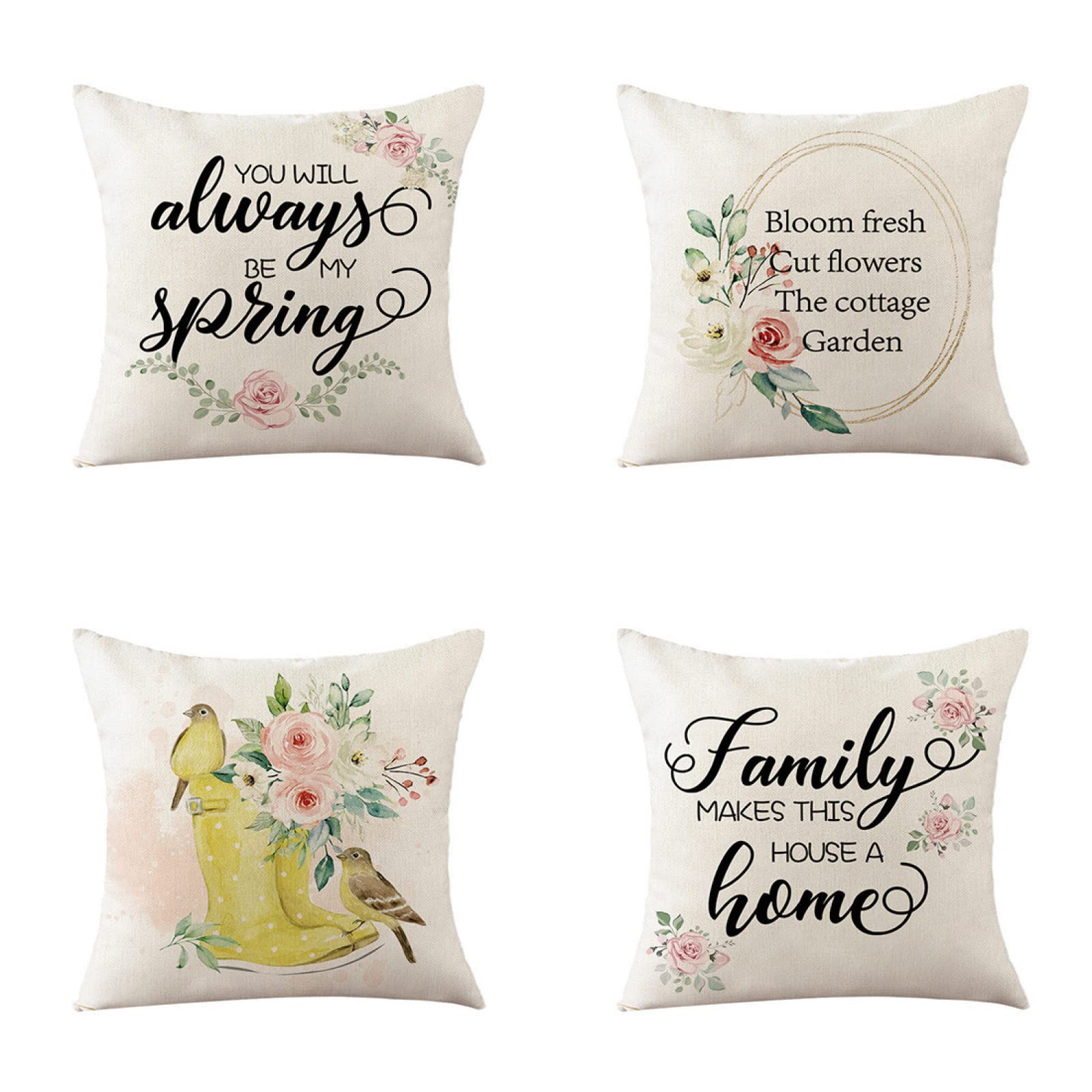 Housse de coussin 65x65cm lot de 4 taies oreiller lin pour canapé chambre et décoration lit carré