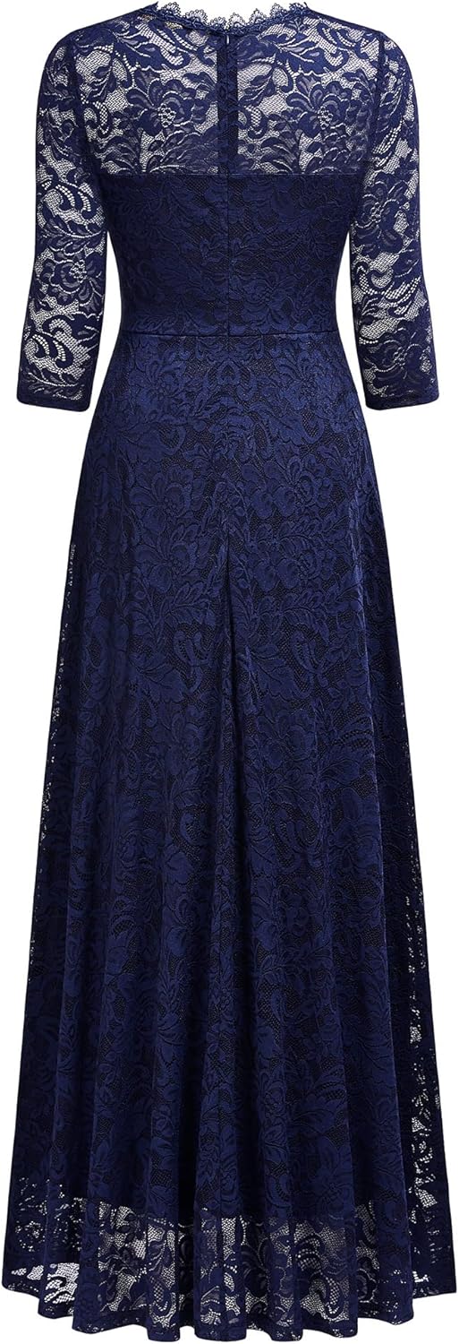 MISSMAY Women's Formal Floral Lace 2/3 Sleeves Bridesmaid Party Maxi Dress - Image 6