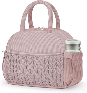 Coobiiya Cotton Quilted Lunch Bag,Cute Insulated Puffer Lunch Box for Women | Large Capacity Thermal Waterproof Cooler Bag for Work Picnic Travel