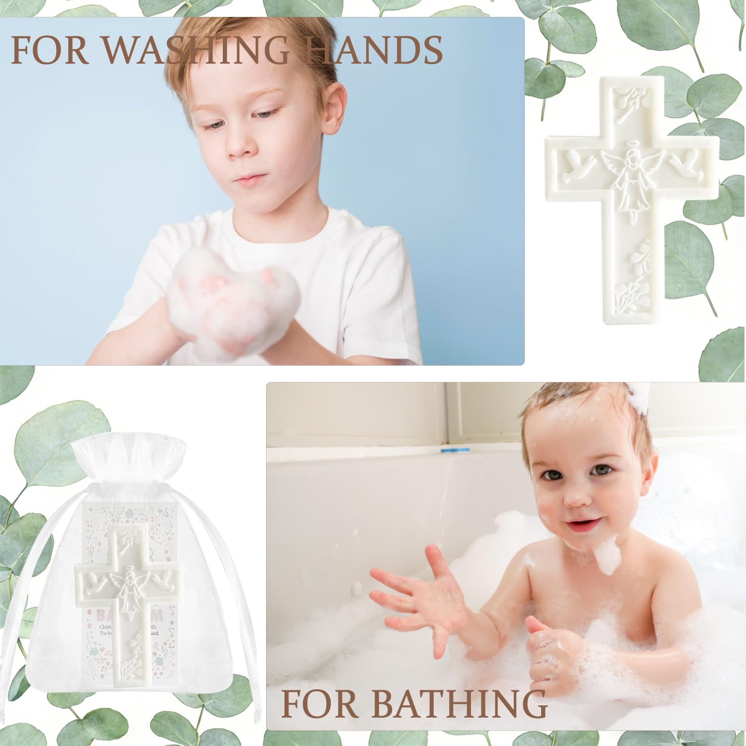 50 Pack Cross Soap Baptism Favors Set for Guests Baby Shower Scented Soap Favors Christening Communion Baptism Party Gift for Guests Wedding Bridal Gender Reveal Party Favors