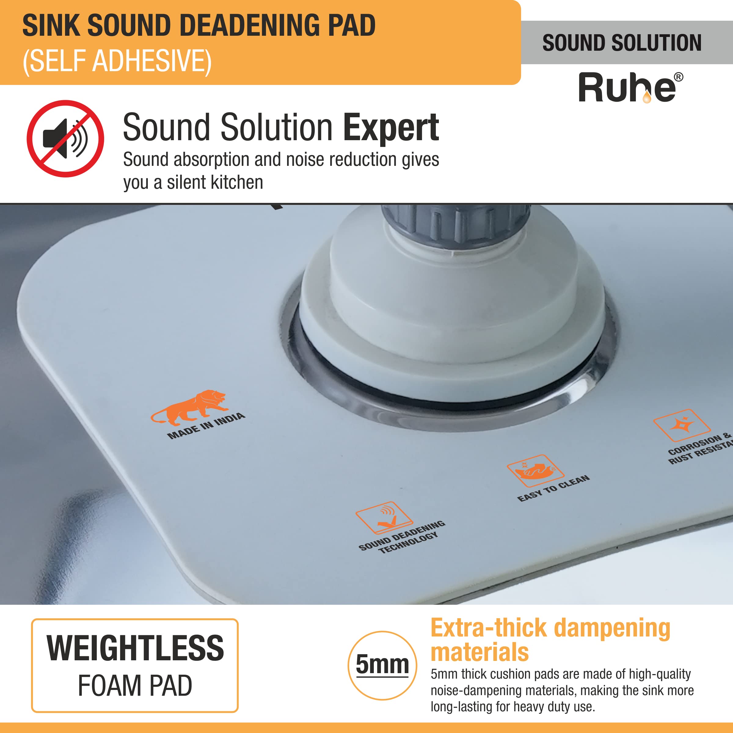 Sound Deadening Foam Pads for Kitchen Sinks - FREE SHIPPING -3