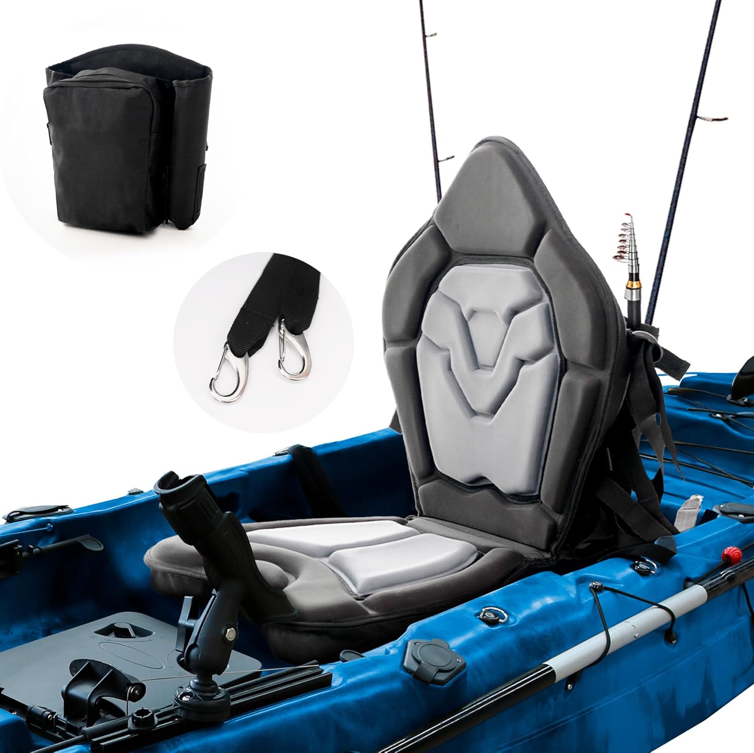 Kayak Seat, Canoe Seat, SUP Seat, Paddle Board Seat – Universal Fit Water Repellent Cushion with Back Support Kayak Seat, Canoe Seat, SUP Seat, Paddle Board Seat – Universal Fit Water Repellent Cushion with Back Support