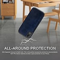 Vista 5 de DJDUCK Funda diseñada para iPhone XR con tarjetero y cierre magnético, protección de piel con bloqueo RFID, a prueba de golpes, para mujeres y Azul