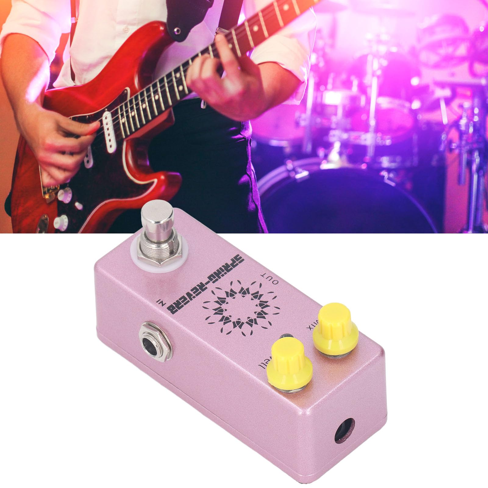 Spring Reverb-Effektpedal, Gitarren-Reverb-Pedal mit LED-Anzeige, Gitarren-Effektpedal aus Aluminiumlegierung, übernehmen Sie den True Bypass-Schalter und Verbessern Sie Ihren