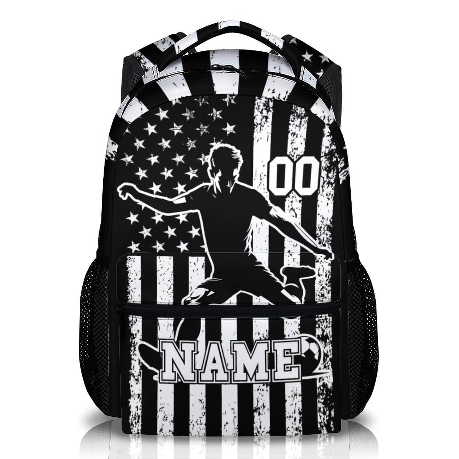 Homexzdiy Backpacks for Kids Boys, Custom Name Soccer School Backpacks for Preschool Elementary, Personalized Durable Bookbag for Sports Players