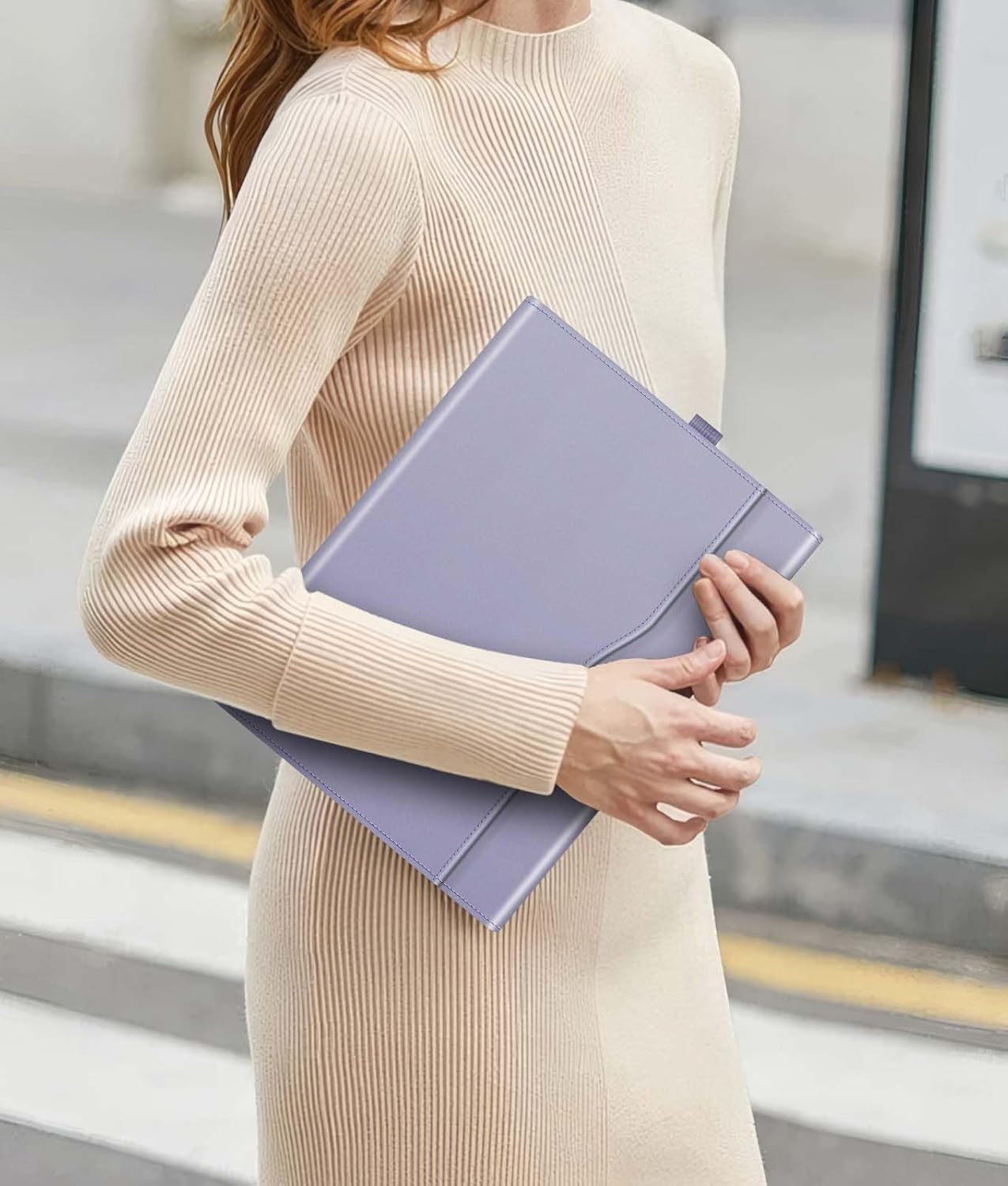 Fintie Protective Case for Microsoft Surface Pro 12 Inch (2025), Multi-Angle Viewing Portfolio Business TPU Back Cover with Pocket & Stylus Holder, Compatible with Type Cover Keyboard (Lilac Purple) - Image 8