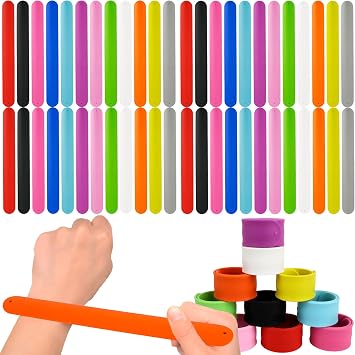 72 Pcs Silicone Slap Bracelets Bulk Rainbow Snap Bracelets Soft Slap Bands Wristband for Adults Kids Goodie Bag Fillers Craft Classroom Rewards, 12 Colors