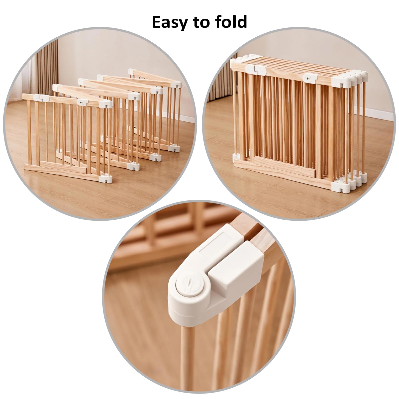 Parc bébé pliable en bois naturel 152x76 cm avec porte sécurisée et ventouses antidérapantes, parc modulable pour bébé et enfant, grande aire de jeu stable pour maison