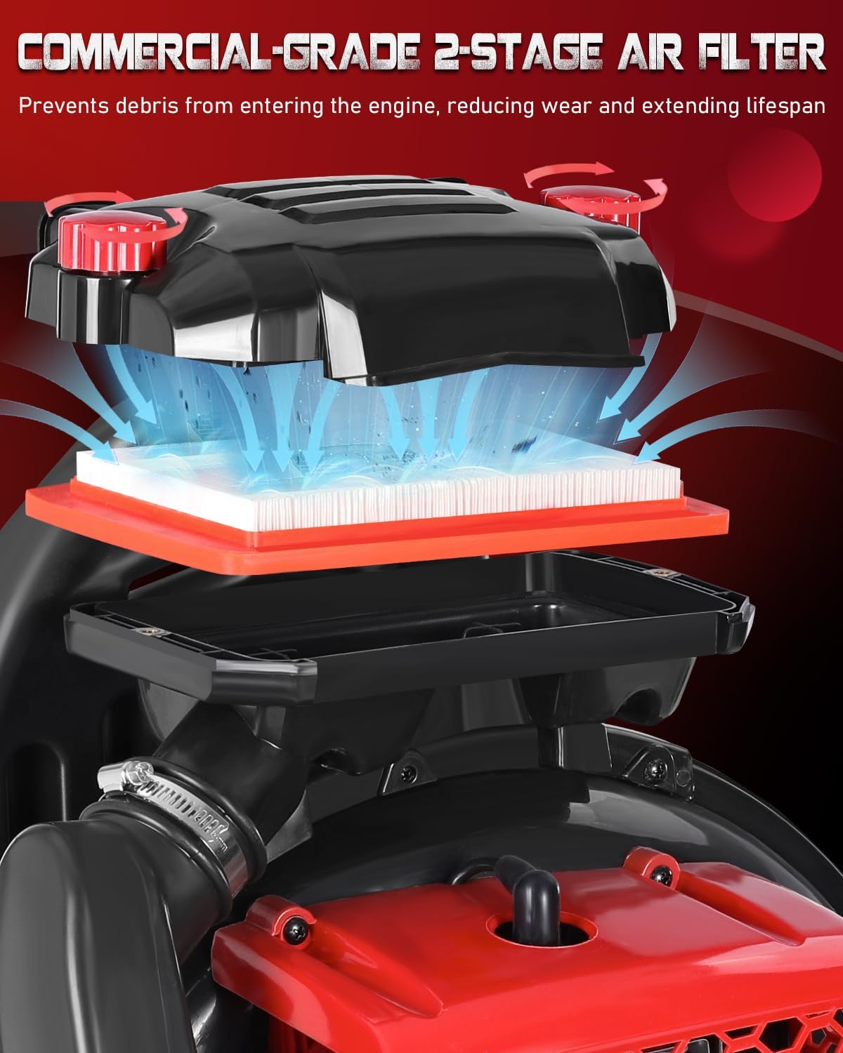 63CC Gas Backpack Leaf Blower, 2-Stroke, 665 CFM, 205 MPH, Variable Speed & Cruise Control, Ergonomic Harness, Reduced Emissions, for Fast Yard Cleanup (TR695 Pro) - Image 5