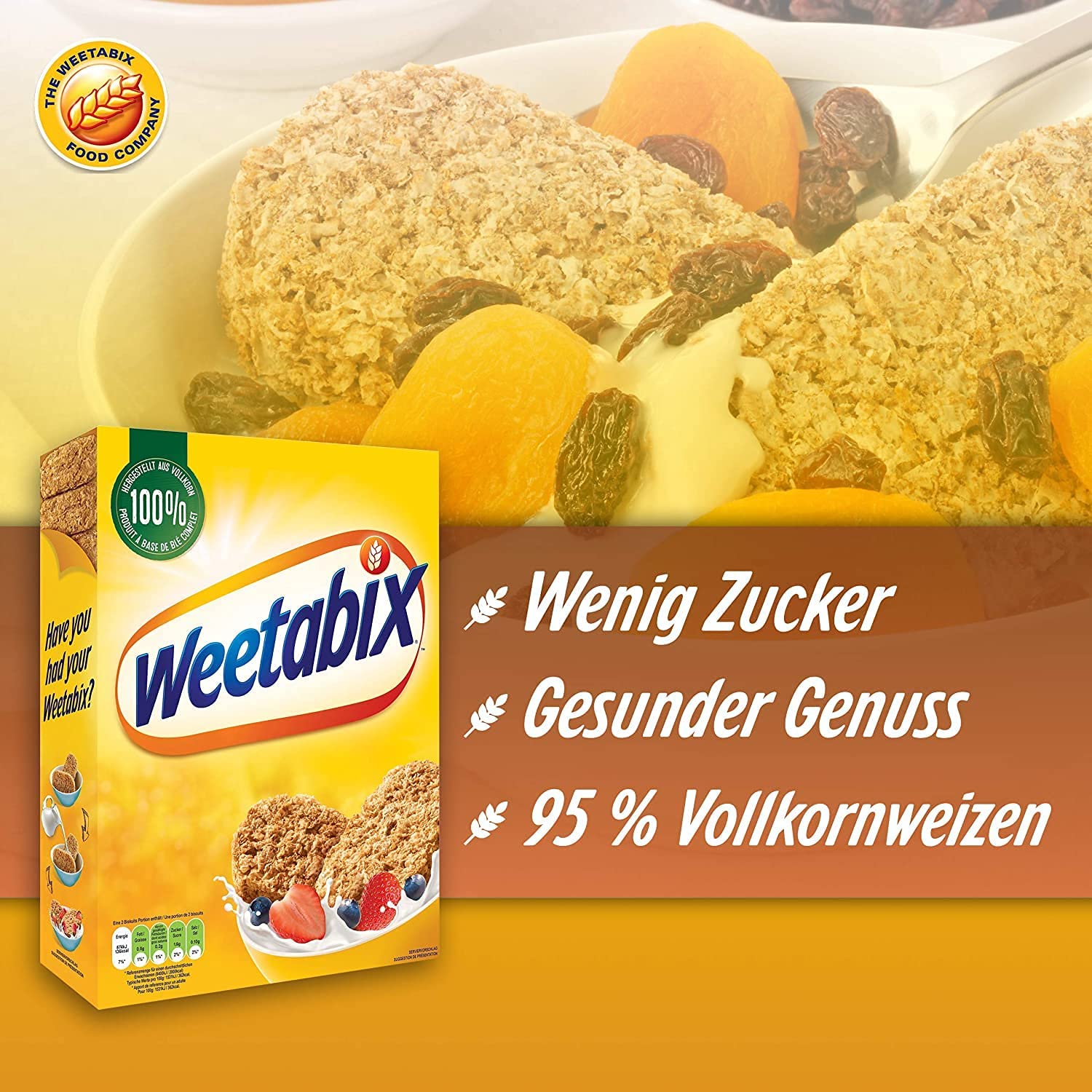 Weetabix Original à grains entiers - Céréales pour déjeuner - Céréales à grains entiers - Riche en fibres, faible en sucre et en gras - 1x430g