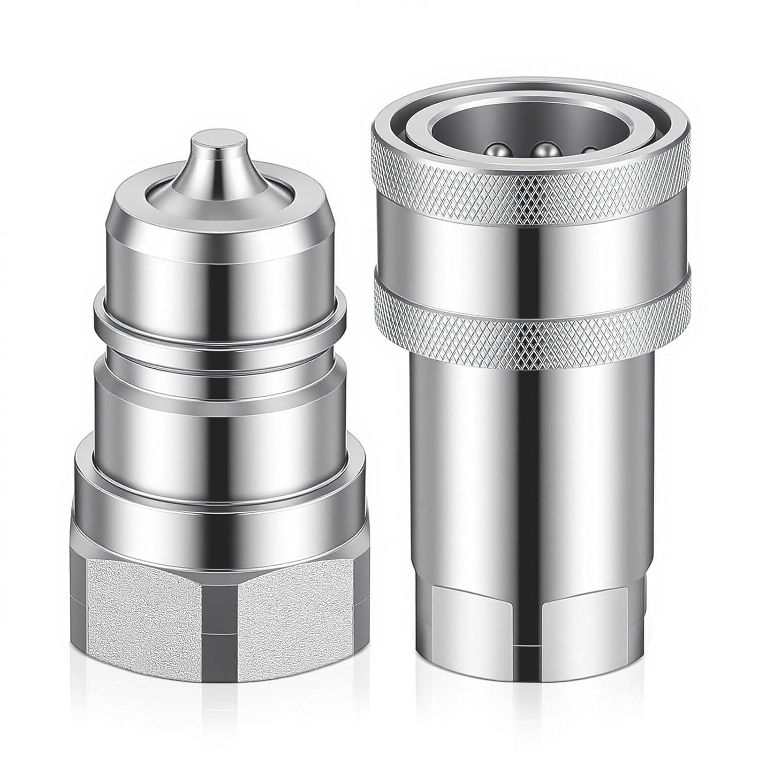 LEIFIDE Hydraulic Quick Disconnect Coupler Set 1” NPT ISO 5675 Threaded Carbon Steel Galvanized Agricultural Quick Connect and Disconnect Tractor Couplers Hydraulic Coupling